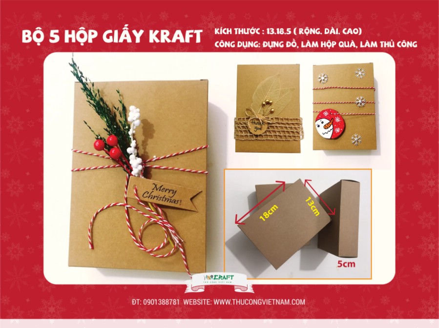 Bộ 5 Hộp Giấy Kraft